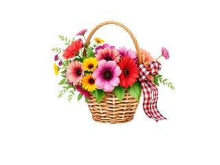 Obraz premium Enchanting Floral Arrangement Adorned with Classic Buffalo Check Ribbon