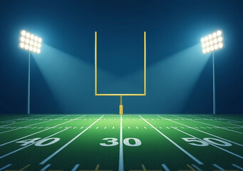 american football field lights night yellow goalpost sports illustration background social media