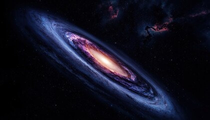 Obraz premium A stunning spiral galaxy illuminated by vibrant colors against a dark cosmic background, showcasing its majestic structure and depth.