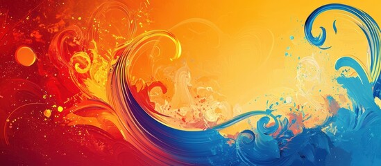 Ultra-modern mockup background with space for text, decorated with dynamic swirling patterns, and a cheerful energetic atmosphere