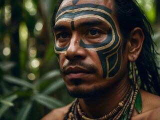 portrait photograph of a ancient Mayan man
