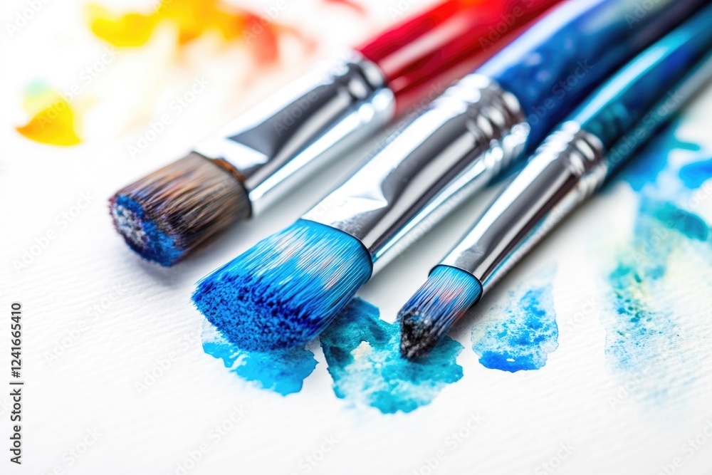Poster a collection of paintbrushes arranged neatly on a table, ready for use