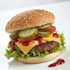 Burger with white background
