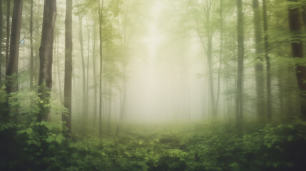 Obraz premium A forest with foggy trees and a misty atmosphere