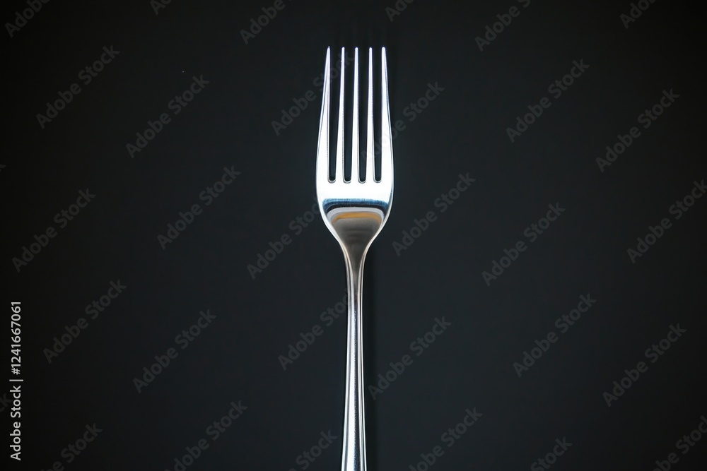Poster a single silver fork placed on a dark or black background