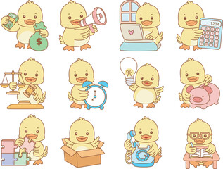 Cute Duck vector icon. Funny baby Duck animal series stock illustration. life of fluffy Duck designs.