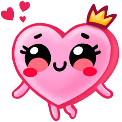 Sweet Heart Princess with Crown, Romantic Love Sticker