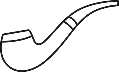 illustration, smoking pipe, black and white vector linear icon isolated on a white transparent background