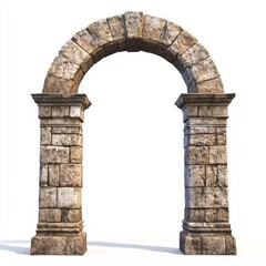 Stone Archway Entrance, Isolated, Ancient Roman Style, 3D Render, Architecture