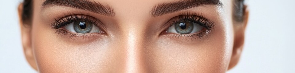 Fototapeta premium Close-up shot of a woman's eyes with long eyelashes, great for beauty and lifestyle concepts