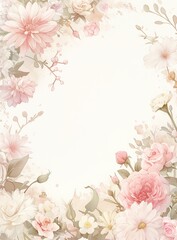 Elegant floral arrangement with pink, purple, and cream roses, dahlia flowers, and eucalyptus leaves in watercolor style