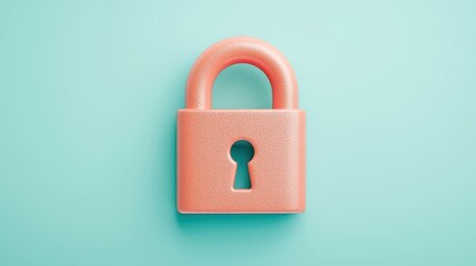Stylish Coral Lock on Mint Green Background for Security Themes