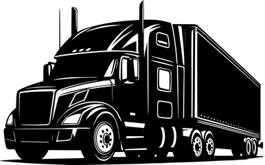 Silhouette vector logo truck with trailer  © Createcorner