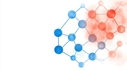 Abstract Network Visualization in Blue and Red Tones with Soft Effects