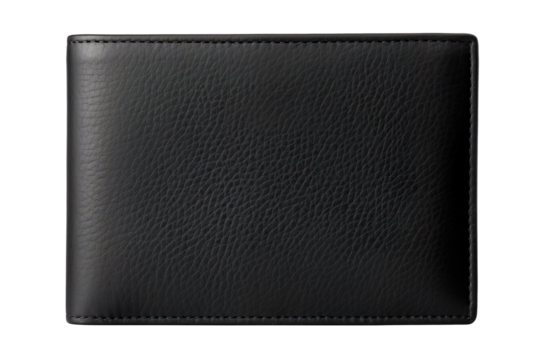 Dark leather wallet or card holder isolated on transparent background