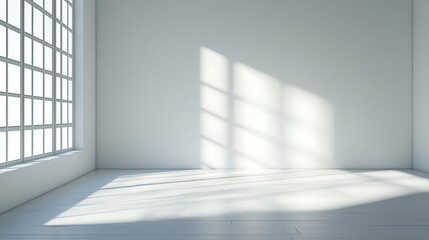 Fototapeta premium A large, empty room with a window and a white wall