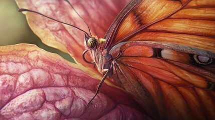 Obraz premium Majestic Butterfly on a Delicate Blossom, A Close-Up Masterpiece