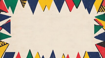 Obraz premium Colorful triangle border, blank space, party background, design template