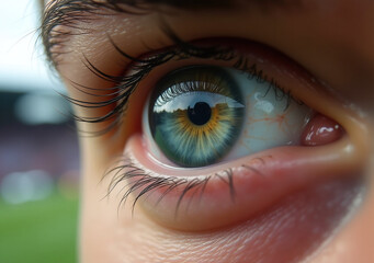 Fototapeta premium extreme player eye reflections field crowd