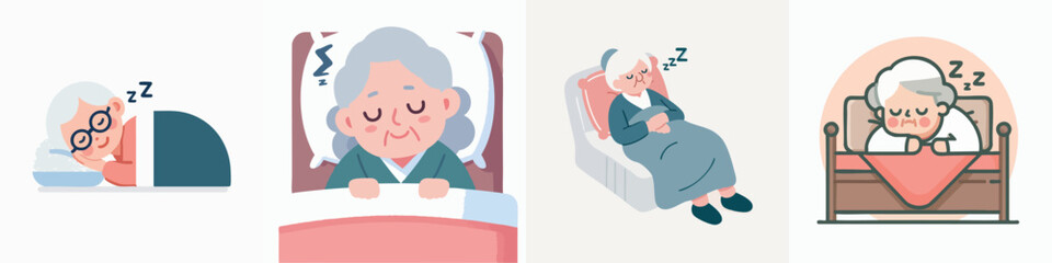 vector of an elderly person sleeping soundly