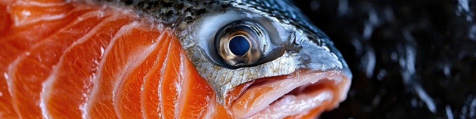 A close-up shot of a fish's eye surrounded by water, great for use in underwater or aquatic-themed projects