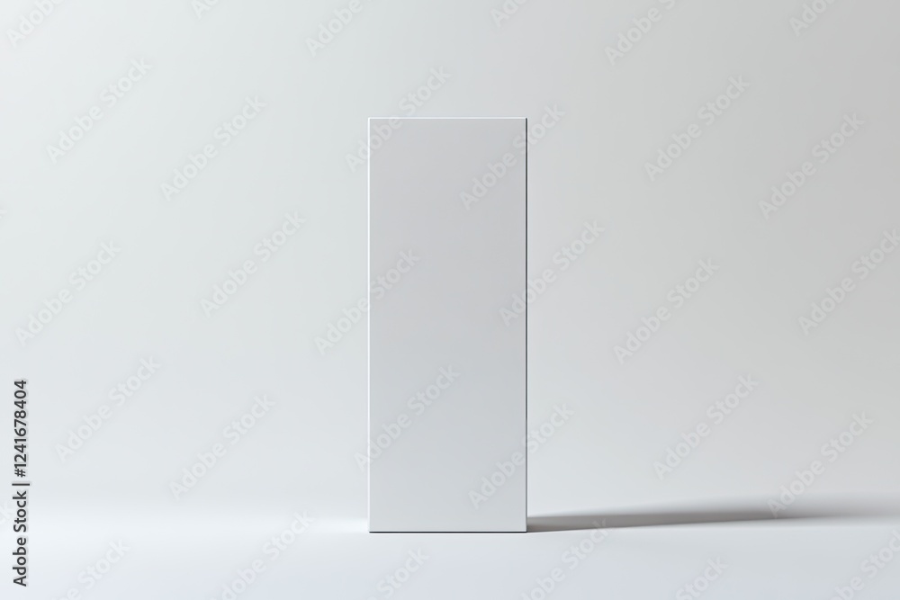 Poster clean and professional depiction of tall rectangular box with edges standing upright on white backgr