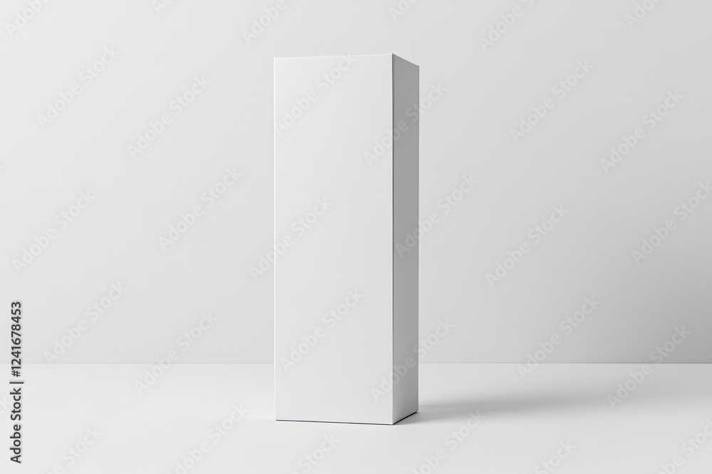 Poster clean and professional depiction of tall rectangular box with edges standing upright on white backgr