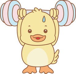 Cute Duck vector icon. Funny baby Duck animal series stock illustration. life of fluffy Duck designs.