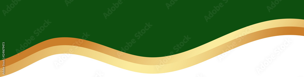 Wall mural border shape for banner design. green header section with golden line. abstract bottom background fo