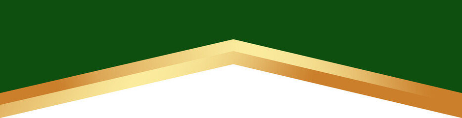 Border shape for banner design. Green header section with golden line. Abstract bottom background for web page. Curved divider template. Wavy horizontal separator