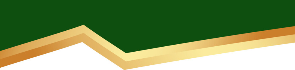 Border shape for banner design. Green header section with golden line. Abstract bottom background for web page. Curved divider template. Wavy horizontal separator