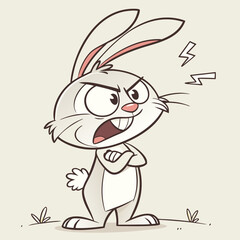 Angry Cartoon Bunny Rabbit - Vector Illustration -  Expressive Eyes.