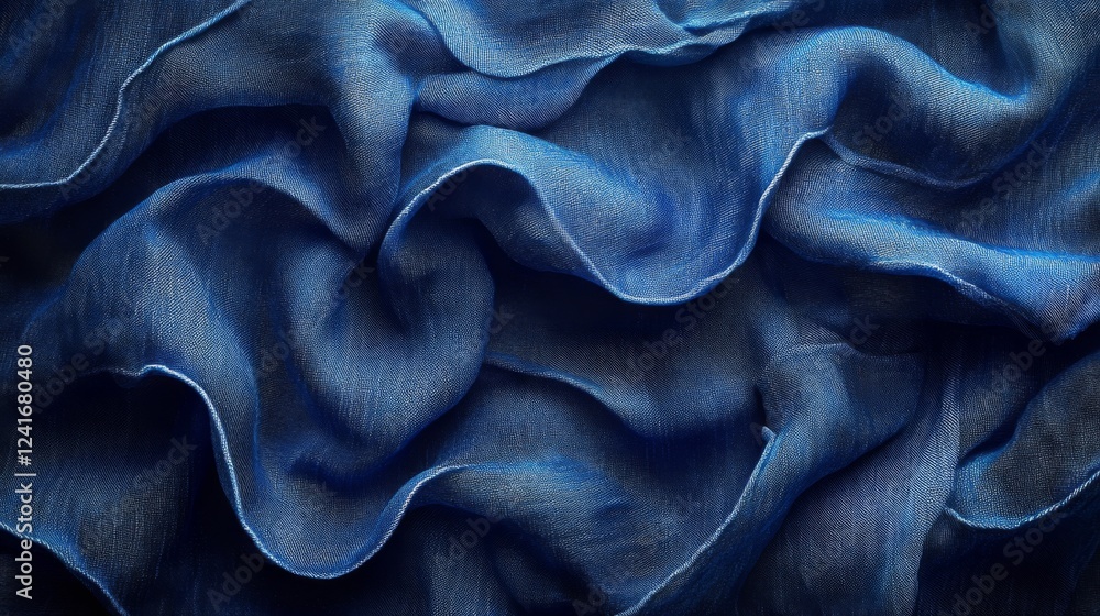 Poster abstract draped blue fabric texture: a luxurious and elegant textured background image perfect for d