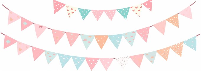 Cute pink and light blue triangular flag garland banner