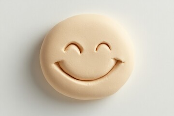 Fototapeta premium Cheerful Plasticine Smiley Face on a Bright White Background Brings Joy and Whimsy to Any Setting