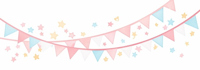 Cute pink and light blue triangular flag garland banner