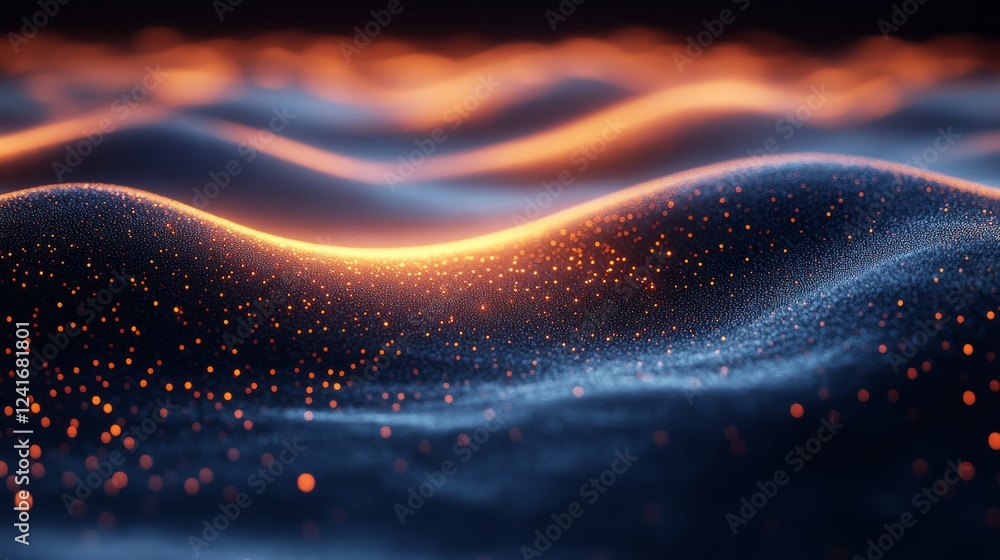 Poster enigmatic cosmic landscape: glimmering nebulae and celestial dust particles dancing in a symphony of