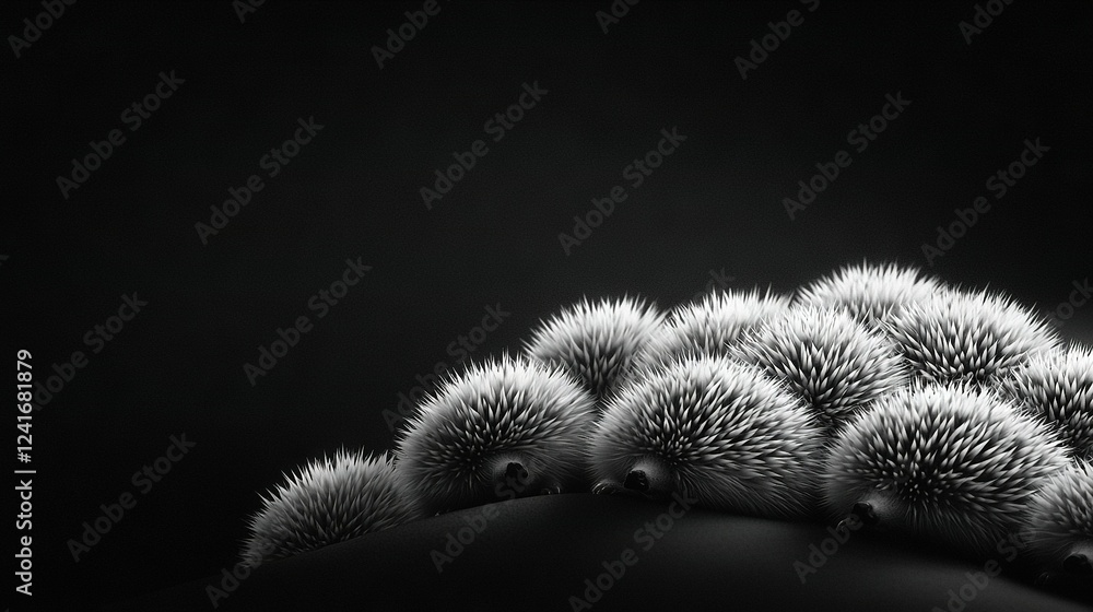 Canvas Prints   Black & white image of porcupines on dark background