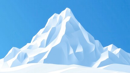 Fototapeta premium Snowy Mountain Peak with Clear Blue Sky and Smooth Snow Surface