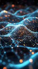 Sculpted data structures generated through AI, showcasing the relationship between data points and trends in a sophisticated graphical visualization.