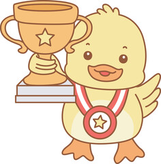 Cute Duck vector icon. Funny baby Duck animal series stock illustration. life of fluffy Duck designs.