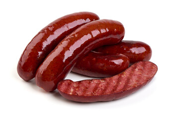 Oktoberfest Smoked pork Sausages, isolated on white background.