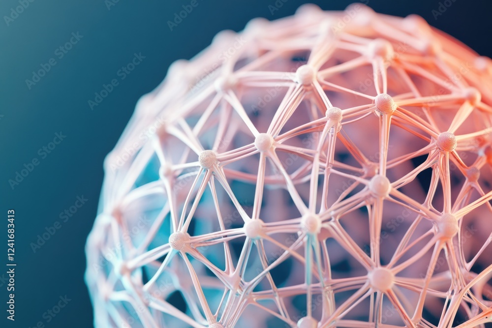 Poster a detailed view of a sphere with numerous lines, potentially representing data or information