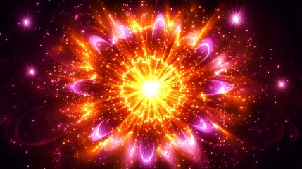 Fototapeta premium Cosmic flower explosion, energy, nebula