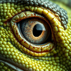 Fototapeta premium Reptile eye. Close-up detailed reptile eye. Selective soft focus