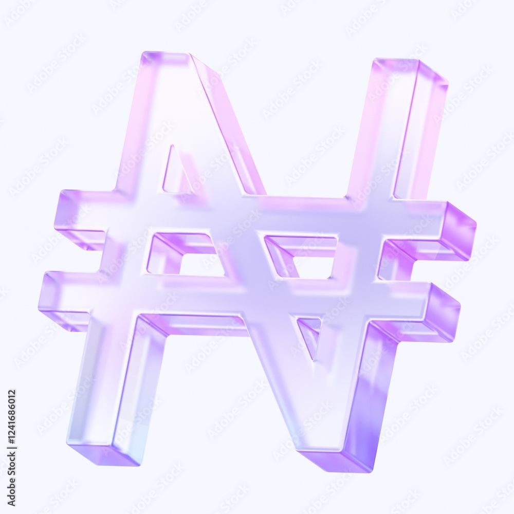 Poster naira icon with colorful gradient. 3d rendering illustration for graphic design, ui ux design, prese