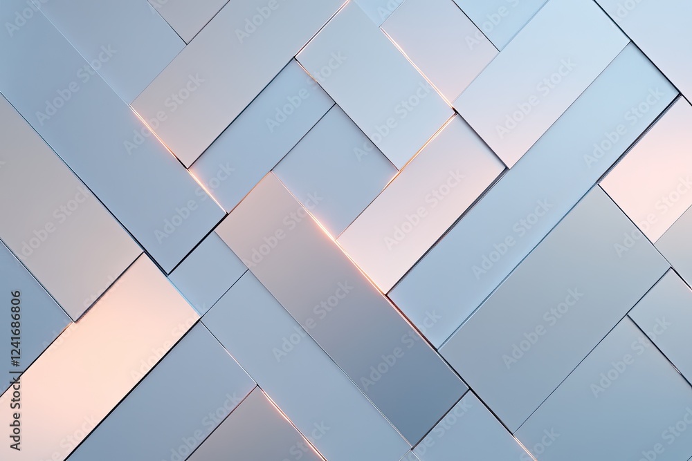 Poster conceptual texture of overlapping triangles forming woven pattern with soft metallic tones and gradi