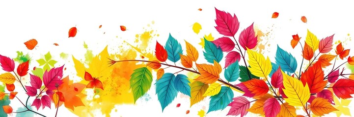 Obraz premium Strokes of Art: Abstract Leaves on Canvas