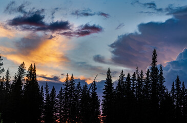 Sunsets clouds in the Little Belt Mountains of the Lewis and Clark National Forest, Montana, USA.