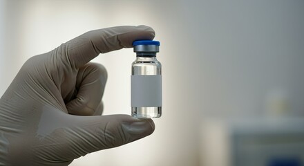 Gloved Hand Holding a Medical Vial